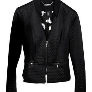 WHITE HOUSE BLACK MARKET Womens 6 Black Half-Zip Blazer Jacket w/ Quilted Detail